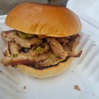 Hogless roast burger at The Hogless Roast in East London