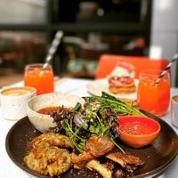 Vegan. FULL ENGLISH with BLOOD RED OJ at SITE x supernature in East London