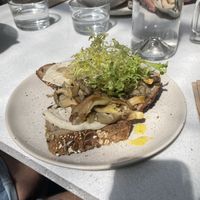 Mushroom toast  at SITE x supernature in East London