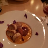 Tofu scallops over curry, roasted peaches and aldente lentils ☆☆☆☆☆ at 626 On Rood in Grand Junction