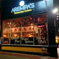 exterior clearly notes Vegan Options 😊 at Arempas in Salt Lake City