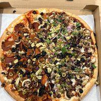Half Vegan BBQ Chicken pizza and Vegan All Meat pizza

 at Papa Pizza Pie in Fullerton