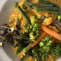 Risotto- it’s horrible don’t order it.  at Zane Grey's in Paihia