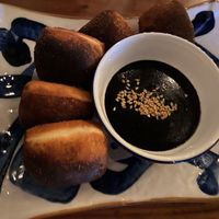 Bao beignets with rich black sesame/salted caramel sauce 🤤 at Minty Z in Coconut Grove