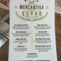 Vegan only menu  at Midway Mercantile in Midway