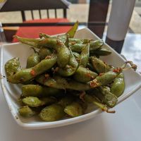Spicy edamame. Yum! at Origami in Cuenca