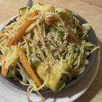 Noodles with veggies in teriyaki sauce  at Origami in Cuenca