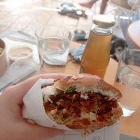 Crispy leek sandwich at Mela - Old North in Tel Aviv