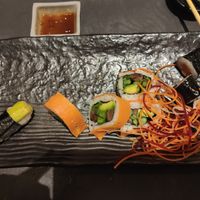 Vegan combination (half eaten oops) at Japanika in Holon