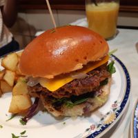 Vegan burger at Sana Vegetariana in Madrid