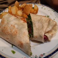 Vegan chicken wrap at Sana Vegetariana in Madrid