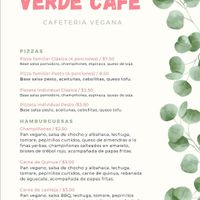 Menu at Verde Café in Atuntaqui