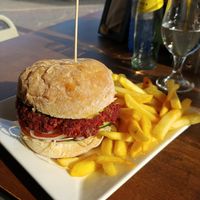 Vegan burger at Bliss Café in Tenerife