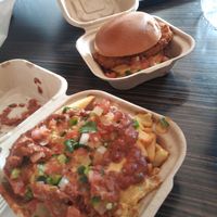 Spicy chicken and loaded fries at Project Pollo in San Antonio