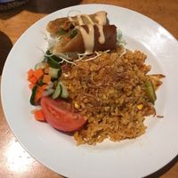 Vegetarian Nasi Goreng with Lumpia (Indonesian Spring Rolls) at Cabe Meguro in Tokyo