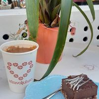 RawZen cake and hot chocolate with nuts (Zdravo Ljubavi) at Zdravo Ljubavi in Belgrade