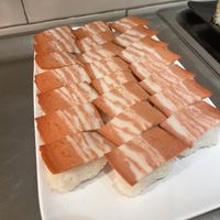Love the bacon sushi  at Paradise Veggie 樂園素食 in Hong Kong Island