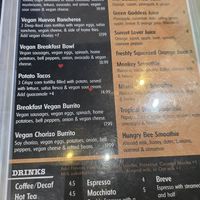 Vegan menu at Mama's Egg House in Idyllwild