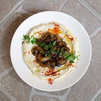 Marinated mushrooms at Hummus Bar in Helsinki