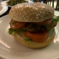 Veggie burger. Was ok    at Saras in Bangkok