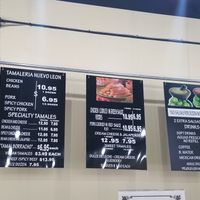Menu at Tamalería Nuevo Leon in Richardson