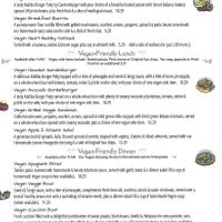 Vegan menu at Pine Country Restaurant in Williams