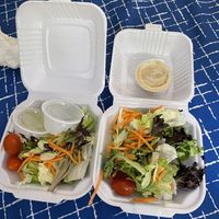 Salads with oil + vinegar and lemon vinaigrette  at Pine Country Restaurant in Williams