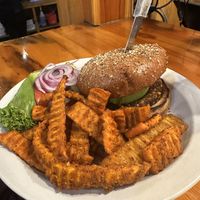 Avocado burger with sweet potato friess  at Pine Country Restaurant in Williams