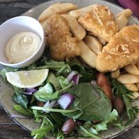 Vegan fish and chips at Claudia Road Cafe in Toongabbie