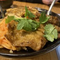 Fried chicken on rice  at Saigon Xua Vegan Restaurant in Springvale
