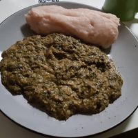 Spinat Erdnusssoße und Fufu at Blaues Zebra in Leipzig