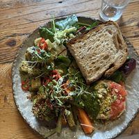 Tofu, vegetables and hummuss  at Honest Greens - Born in Barcelona