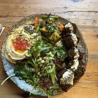 Falafel, hummus and vegetables   at Honest Greens - Born in Barcelona