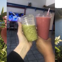 pez (left) and strawberry bonanza (right) smoothies at Zeganz in Charleston