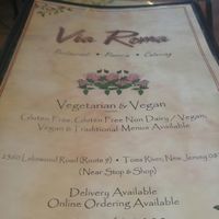 separate and large veg menu at Via Roma Pizza and Restaurant in Toms River