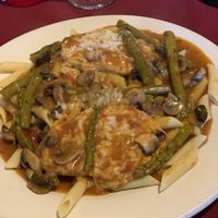 CHICK’N with asparagus and mushrooms .. sooo hood!!! at Via Roma Pizza and Restaurant in Toms River