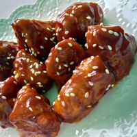 Korean spicy vegan chicken nuggets at Bibo 這一煎 - Zhè Yī Jiān in Taitung
