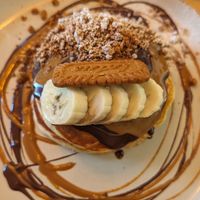 Pancakes with biscoff at Green Routes Cafe in Oxford