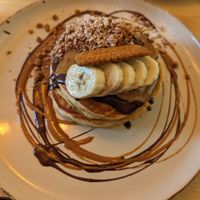 Pancakes with biscoff at Green Routes Cafe in Oxford