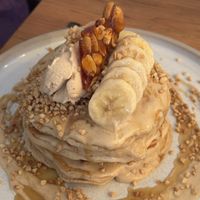 Banana pancakes  at Green Routes Cafe in Oxford