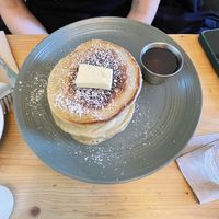Vegan maple syrup pancakes  at Green Routes Cafe in Oxford