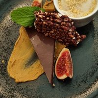 Chocolate tarte and vanilla ice cream at VHY! in Stuttgart