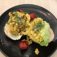 Scrambled tofu on brezl-bun (7,90€)  at VHY! in Stuttgart