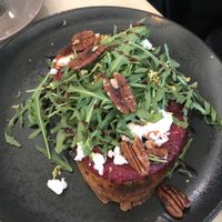 Open face sandwich with beetroot spread (7,50€)  at VHY! in Stuttgart