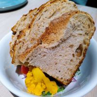 Sourdough bread with onion spread at VHY! in Stuttgart