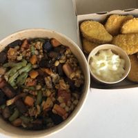 Tofu tanglement and vegan nuggets  at Tabi Loo in Leuven