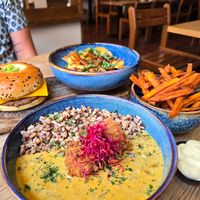 lunch 
lunch deal = champi loo and sweet potato fries)
and beyond burger and loaded fries at Tabi Loo in Leuven