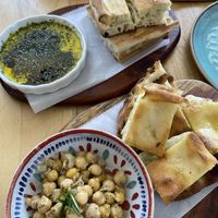 Focaccia w/dipping oil & seasoned chickpeas   at FARO Beachside Eatery in Flagler Beach