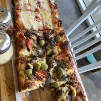 Margarita pizza & olive pizza   at FARO Beachside Eatery in Flagler Beach