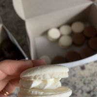 Vanilla macaron  at Level V Bakery in Vancouver
